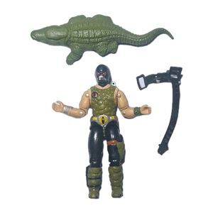 1987 GI Joe Croc Master v1 w Crocodile & Leash ARAH Cobra Figure Incomplete Toy